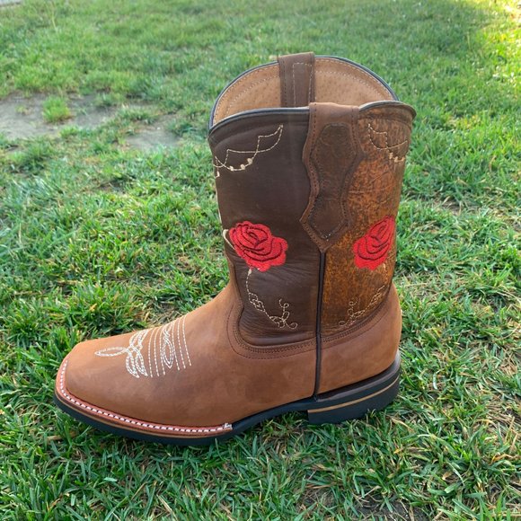 WOMEN'S WESTERN RODEO COWGIRL BOOTS GENUINE LEATHER TAN BOTA DAMA VAQUERA 706 - Picture 4 of 7